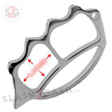 Hammer Fist Brass Knuckle Cruncher Steel Paper Weight w/ Spike - Silver Chrome large big thick