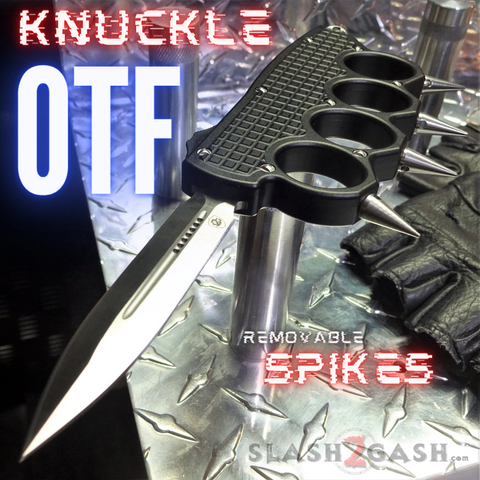 Knuckle OTF w/ Spikes S2G Tactical Switchblade Trench Knife - Dagger