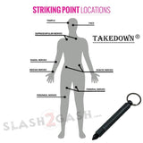 Kubotan Hidden Knife Striking Point Locations Self Defense Stick Keychain w/ Dagger - Black Key Chain kubaton kobutan