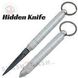 Kubotan Hidden Knife Silver Self Defense Stick Keychain w/ Dagger - Key Chain kubaton kobutan