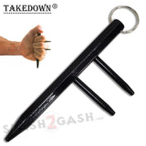 Steel Kubaton Kubotan Self Defense Keychain Stick with Prongs/Spikes - Black Ninja Weapon