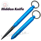 Kubotan Hidden Knife Blue Self Defense Stick Keychain w/ Black Dagger - Key Chain kubaton kobutan
