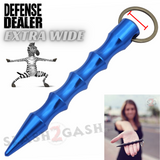 Wavy Kubotan Self Defense Stick Keychain Ninja Weapon - Blue Extra Wide Thick Kubaton Women Protection Martial Arts