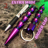 Wavy Kubotan Self Defense Stick Keychain Ninja Weapon - Purple Extra Wide Thick Kubaton Women Protection Martial Arts