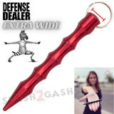Wavy Kubotan Self Defense Stick Keychain Ninja Weapon - Red Extra Wide Thick Kubaton Women Protection Martial Arts