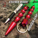 Wavy Kubotan Self Defense Stick Keychain Ninja Weapon - Red Extra Wide Thick Kubaton Women Protection Martial Arts