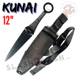 Expendables Throwing Knife Large Naruto Kunai Black w/ Ring and Sheath - Jason Statham 12" 1 Piece