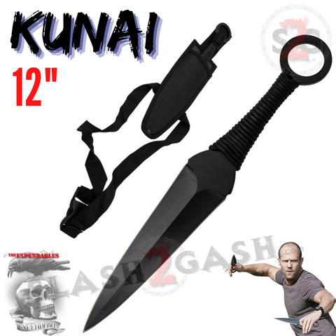 12" Kunai Throwing Knives w/ Ring and Sheath Expendables - 1 PC