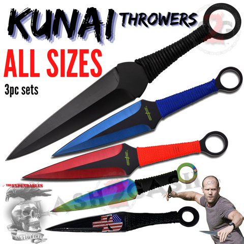 Naruto Kunai Throwing Knives w/ Ring and Sheath - Assorted Sizes/Colors