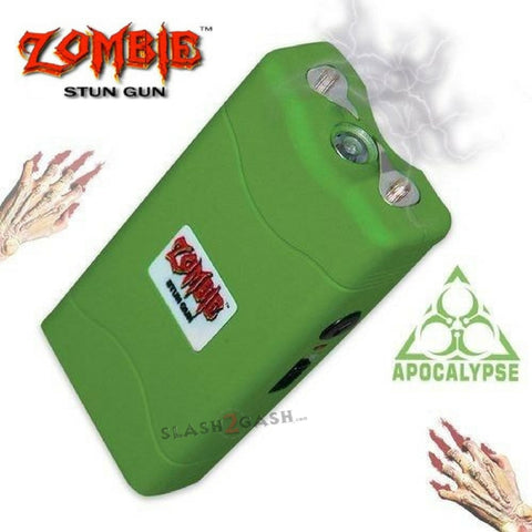 Zombie High Voltage Rechargeable STUN GUN w/ PIN & Holster Green