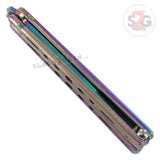 Hi-Tech Butterfly Knife Stainless Steel Cutout Balisong - Titanium Rainbow Plain