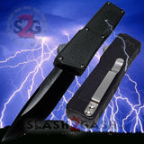 Lightning OTF Dual Action Black Automatic Knife - Tactical Plain Edge