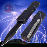 Lightning OTF Dual Action Black Automatic Knife - Tactical Combo Edge