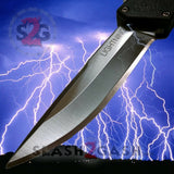 Lightning OTF Dual Action Black Automatic Knife - Satin Plain Edge
