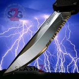Taiwan Lightning OTF Dual Action Black Automatic Knife - Satin Plain Edge