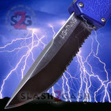 Lightning OTF Dual Action Blue Automatic Knife - Satin Serrated