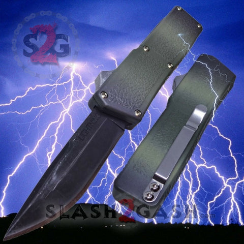 Lightning OTF Dual Action Camo Automatic Knife - Tactical Plain Edge Camouflage