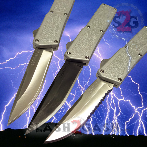 Lightning OTF Dual Action Silver Automatic Knife - TAIWAN (discontinued)