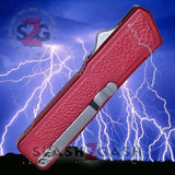 Lightning OTF Dual Action Red Automatic Knife - Tactical Plain Edge