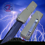 Lightning OTF Dual Action Desert Tan Automatic Knife - Tactical Plain Edge