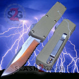 Lightning OTF Dual Action Desert Tan Automatic Knife - Satin Serrated