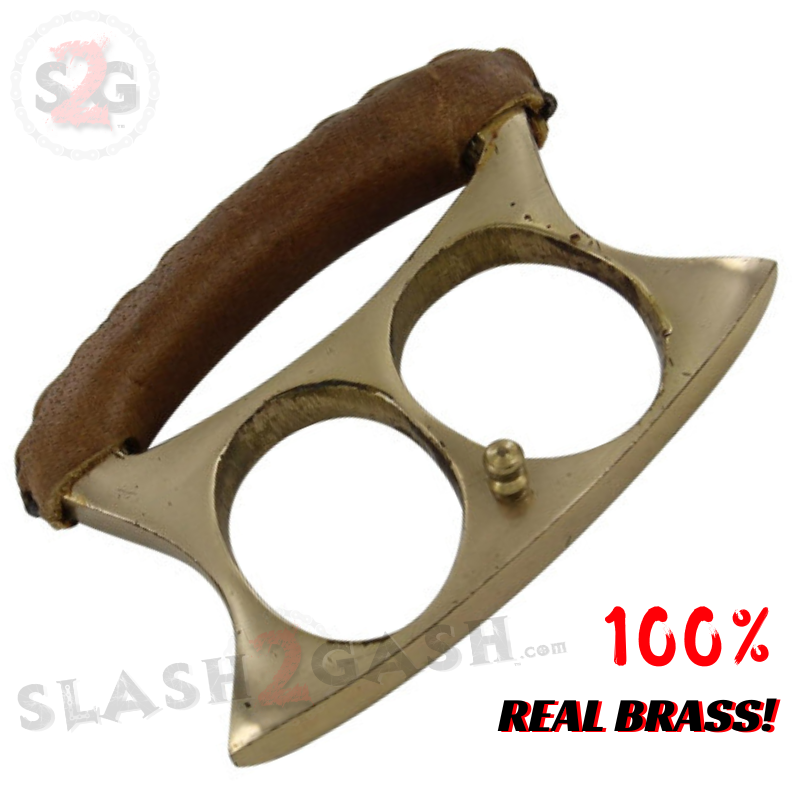 Brass Leather Wrapped 2-Finger Knuckles - Belt Buckle Brass Knuckle -  Leather Wrapped Knuckle Duster