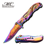 Fantasy Rainbow Coated 3D Sculpted Mermaid AO Collector Knife