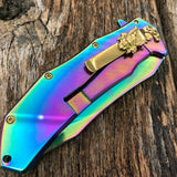 Samurai Woman 3D Fantasy Knife A/O with Koi Fish - Rainbow MC-A035RB Shogun Rey