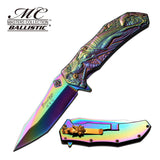 Samurai Woman 3D Fantasy Knife A/O with Koi Fish - Rainbow MC-A035RB Shogun Rey