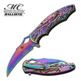Dragon Titanium Rainbow Spring Assisted Knife Fade Claw Scales Master