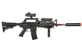 WELL MR799 M4 RIS Spring Airsoft Gun with Scope, Light, Grip, + Suppressor