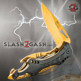 Black/Gold Spring Assisted Tactical Knife w/ Bottle Opener + Screwdriver