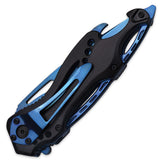 Black/Blue Spring Assisted Tactical Knife w/ Bottle Opener + Screwdriver