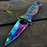 M-TECH Rainbow Dragon Finger Hole Spring Assisted Knife w/ Breaker