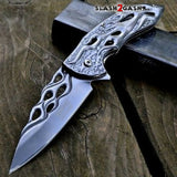 MTECH BALLISTIC GREY Skeletonized Flame Blade Spring Assisted Open Knife