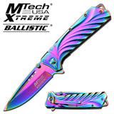 Rainbow Titanium Coated Spring Assisted Tactical Knife MT-A830RB