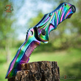 Rainbow Titanium Blade Spring Assisted Pocket Knife Folding Bowie Ser