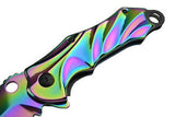 Rainbow Titanium Blade Spring Assisted Pocket Knife Folding Bowie Ser
