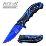 MTech Spring Assisted Blue Blade Tactical Folding Pocket Knife Switch 8"