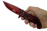 M-Tech Spring Assisted Red Blade Tactical Folding Pocket Knife Switch 8"