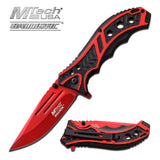 M-Tech Spring Assisted Red Blade Tactical Folding Pocket Knife Switch 8"