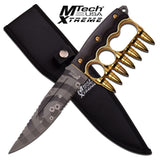 MTech USA XTREME Fixed Blade Bullet Knuckle Trench Knife 11.8" - Gold