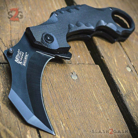 Black G10 Karambit Claw Spring Assisted Folding Knife Combat Tactical 8"