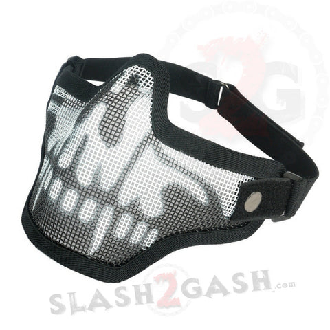Metal Mesh Protective Mask SKULL Half Face Tactical Airsoft Military