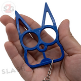 Blue Cat Knuckles Self Defense Keychain Crazy Kitty Aluminum Protection Tool