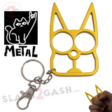 Gold Cat Knuckles Self Defense Keychain Crazy Kitty Aluminum Protection Tool