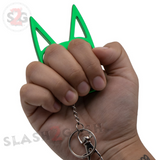 Metal Cat Keychain Self Defense Crazy Kitty Knuckles Aluminum Protection Tool - Green