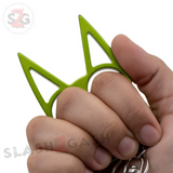 Metal Cat Keychain Self Defense Crazy Kitty Knuckles Aluminum Protection Tool - Lime Green