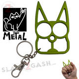Lime Green Cat Knuckles Self Defense Keychain Crazy Kitty Aluminum Protection Tool