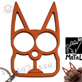 Orange Cat Knuckles Self Defense Keychain Crazy Kitty Aluminum Protection Tool